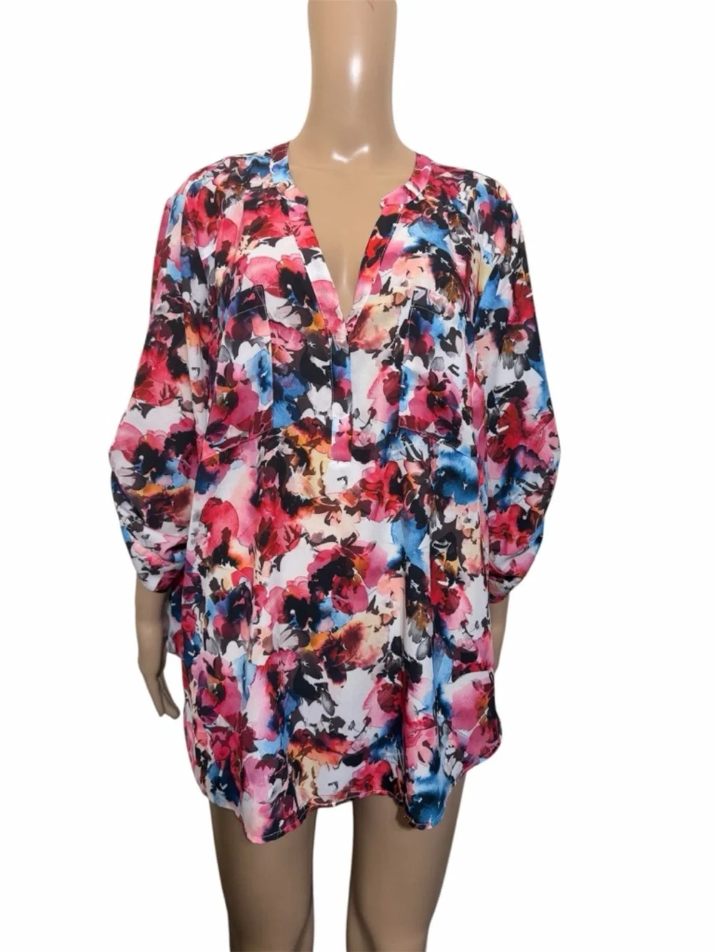 torrid Harper Floral  Watercolor V-Neck multicolor top